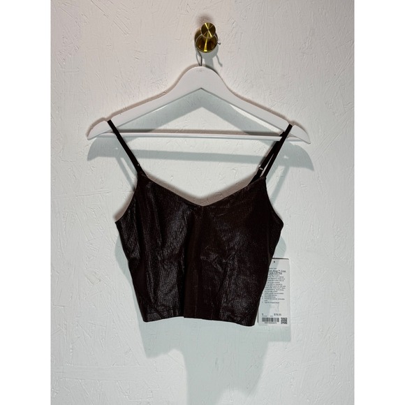 Lululemon Tops - Lululemon Align Crop Cami Tank Roasted Brown Foil Ribbed Nulu LW1GDAS Size 6